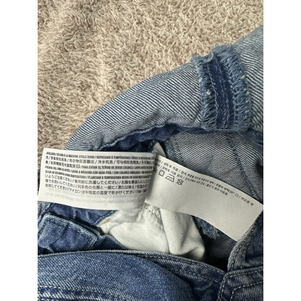 Abercrombie & Fitch Bib Overalls Size XS Denim Stretch Distressed Holes Cropped - Picture 13 of 15